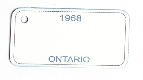 Ontario Key Tag - 1968