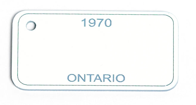 Ontario Key Tag - 1970 White/Blue