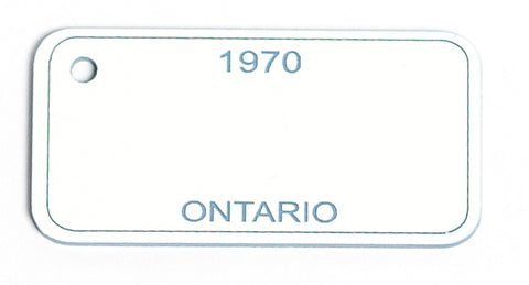 Ontario Key Tag - 1970 White/Blue